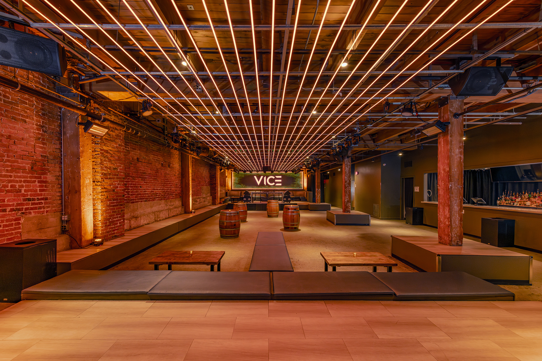 VICE Event Studio interior with filament ceiling
